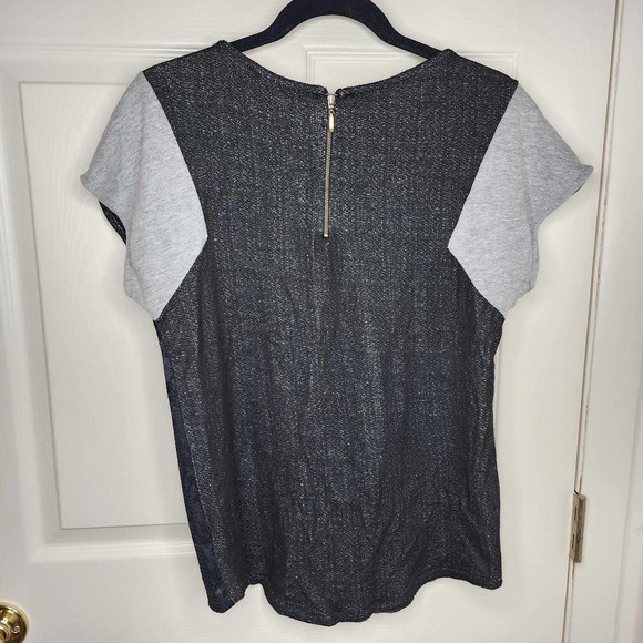 Mod Lusive Black Grey Lace Overlay T-Shirt Top Small Women's - Picture 4 of 5